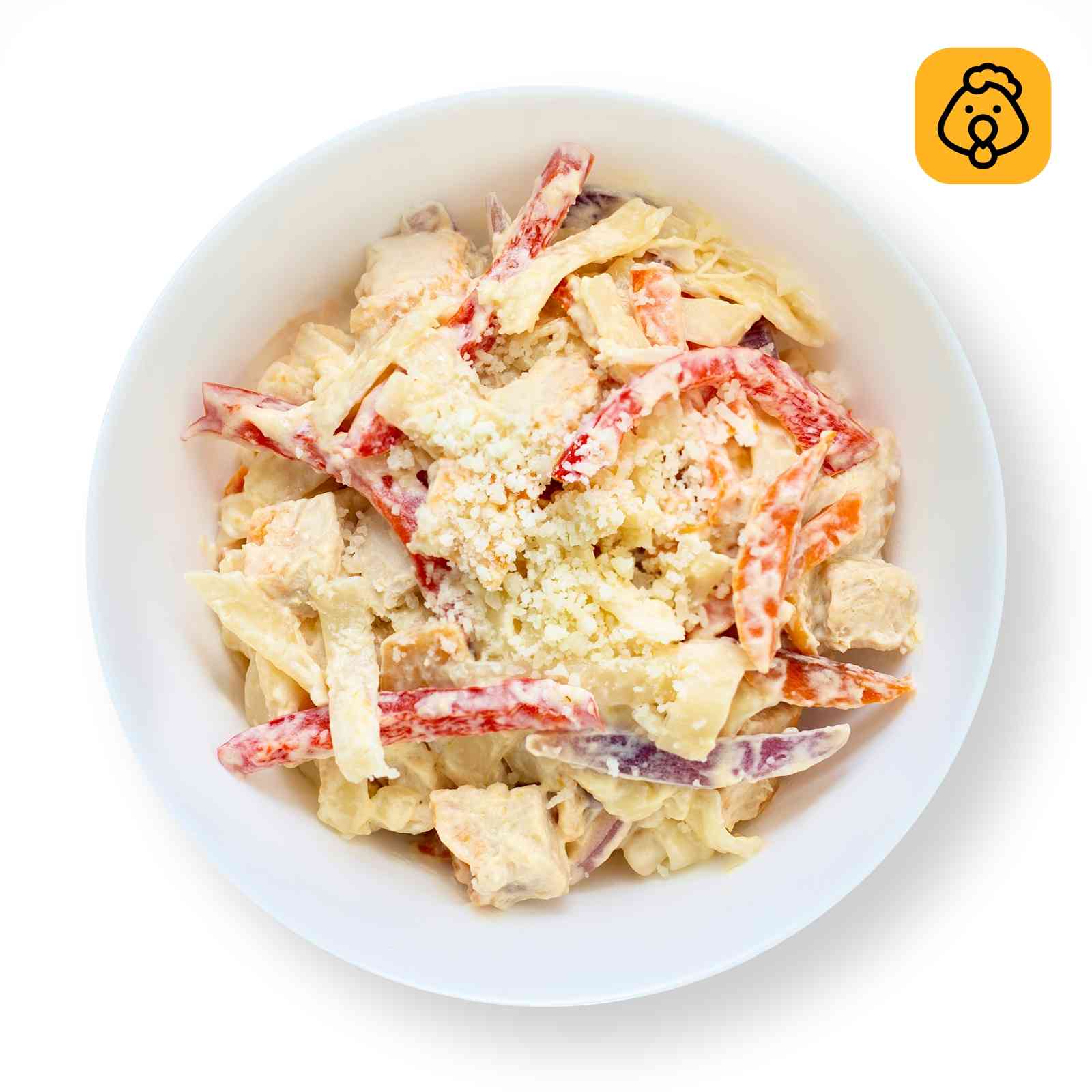 Удон с курицей в сливочном соусе